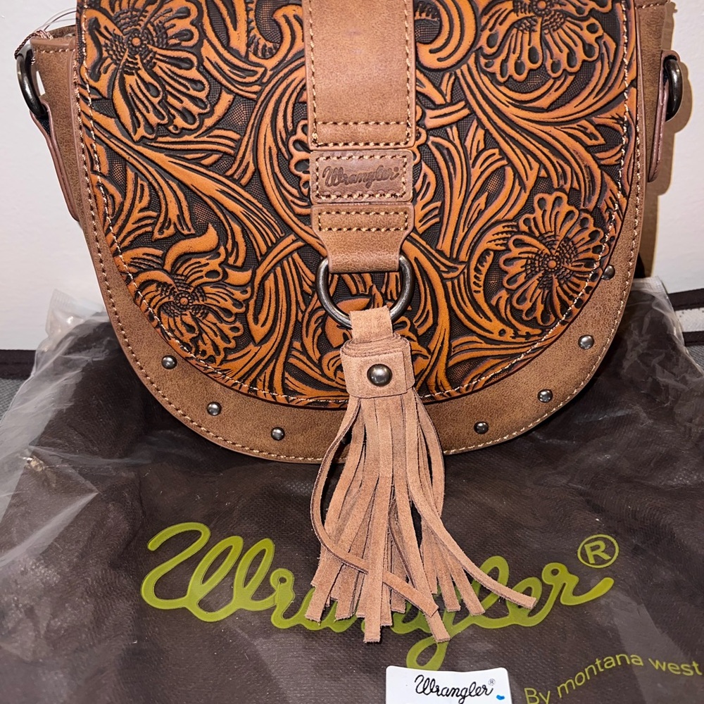 Wrangler Embossed Blue and Brown CrossBody